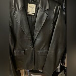 Abercrombie & Fitch Black faux Leather Blazer
